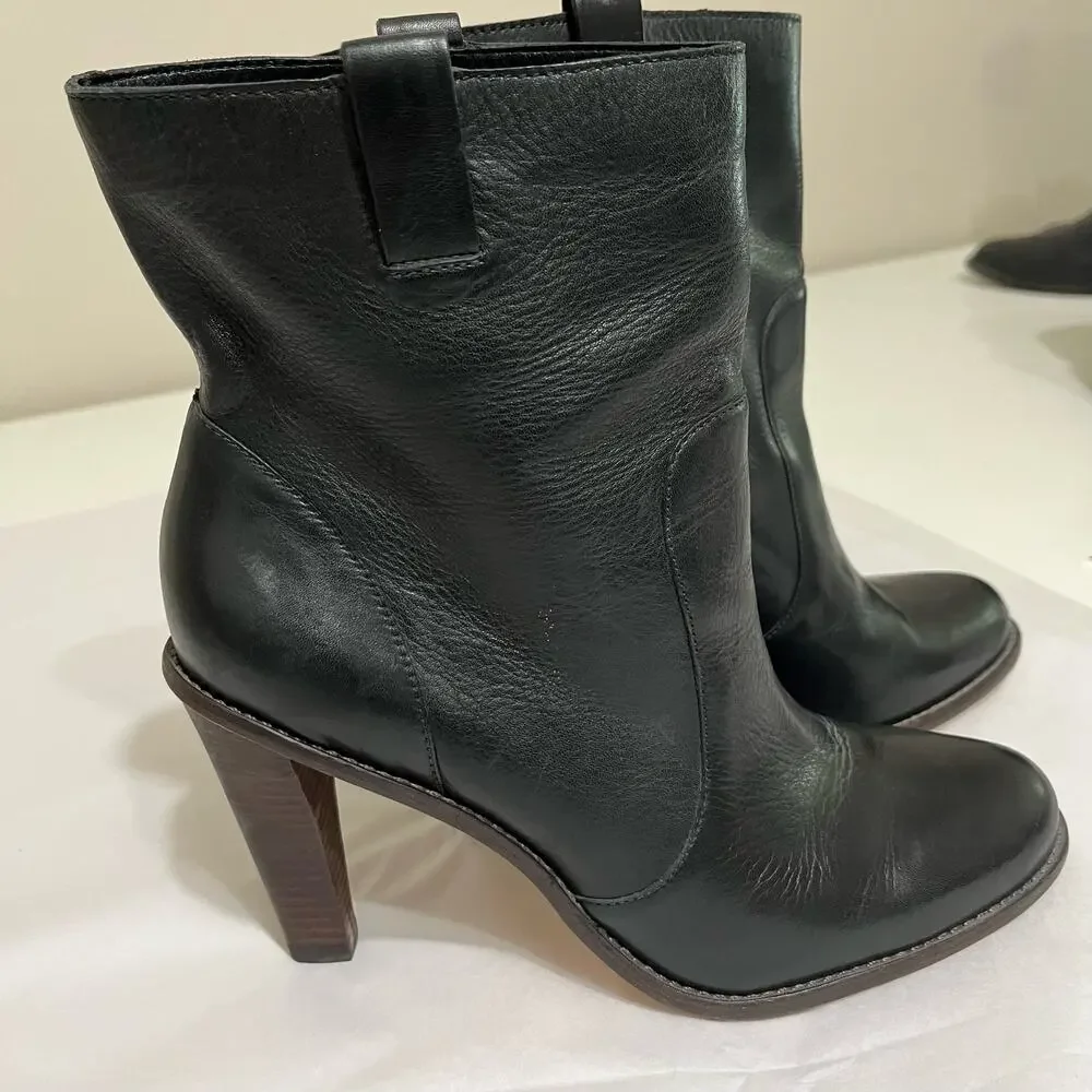 Women’s Black Leather Ankle Booties - Sleek High Heel